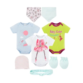 

Fashion Girl Suits 8PCS Newborn Baby Girl Bodysuits Set Infant Baby Girls Clothes Playsuit Romper Outfit Set with Hats Bibs Gift