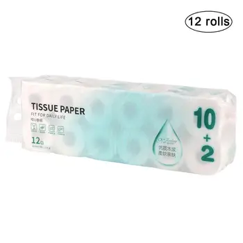 

12 Rolls Toilet Roll Paper Home Bath Tissue 4Ply Toilet Paper White Tissue Primary Wood Pulp Toilet Paper Towels 110g/roll