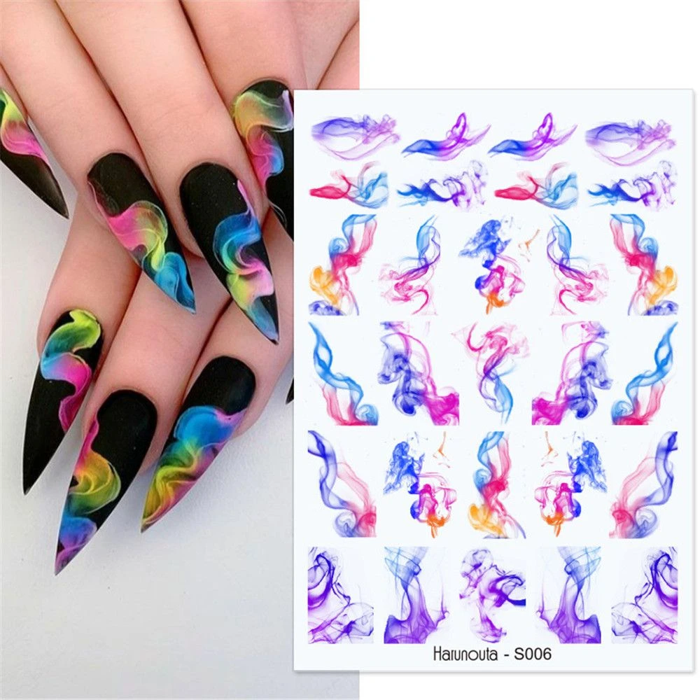 1 Sheet 3D Nail Sticker Flower Leaves Line Sliders French Tip Watercolor  Nails Decals Nail Art DIY Decoration|Stickers & Decals| - AliExpress