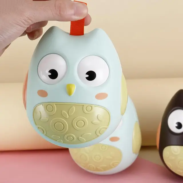 Cartoon Nodding Owl Tumbler Roly Poly Built-in Bell Rattles Baby Educational Toys 3