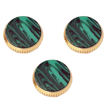 

3 Pieces of Gold Plated Malachite Insert Finger Buttons for Trumpet Repairing Brass Instruments Accessories