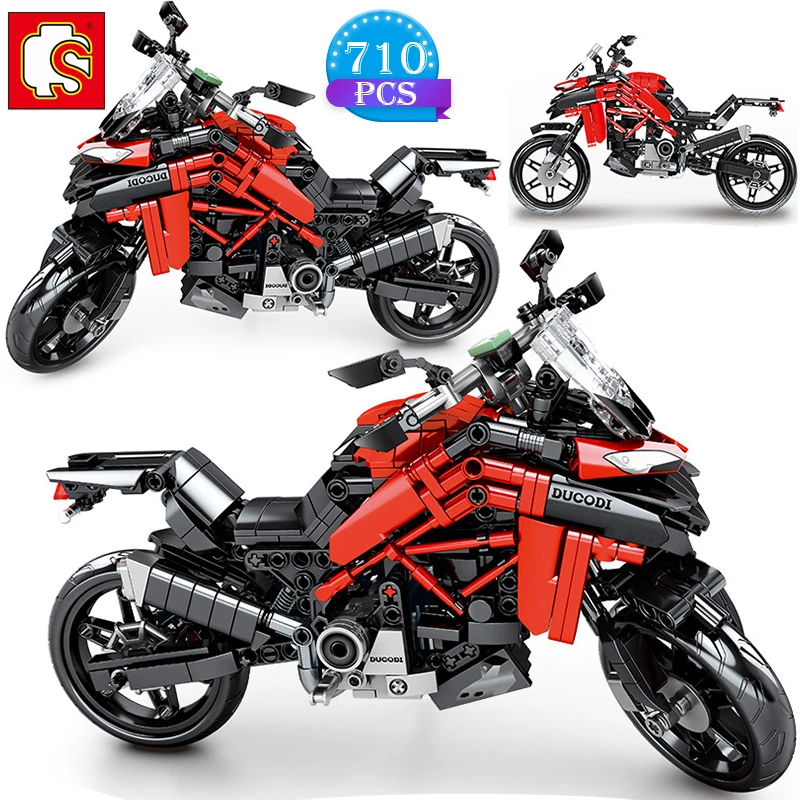 SEMBO технические идеи знаменитый DIY мотоцикл сборка Модель Строительный блок