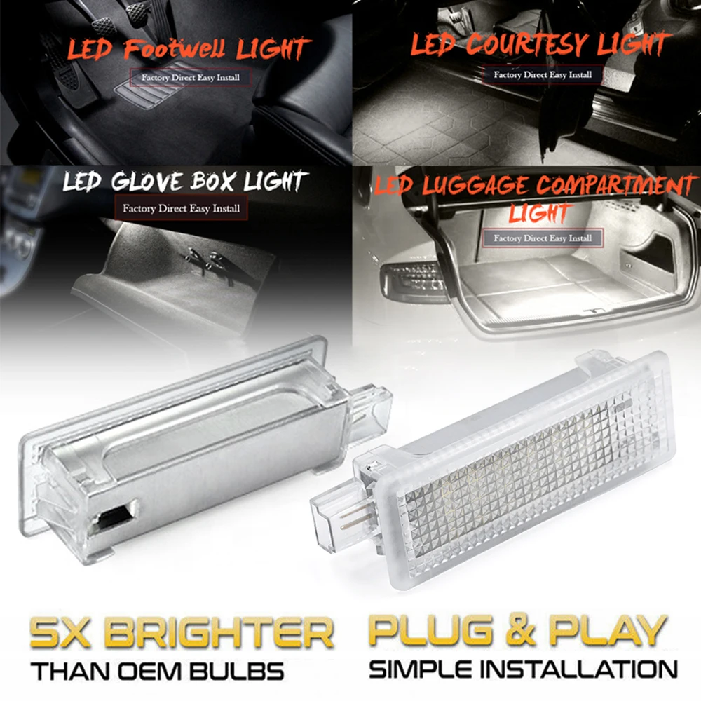 2X Led Porta Cortesia Interni Footwell Luce Bagagliaio Vano Portaoggetti Lampada Per Bmw Serie 1 F20 F21 E81 E82 E87 E88 114 116 118