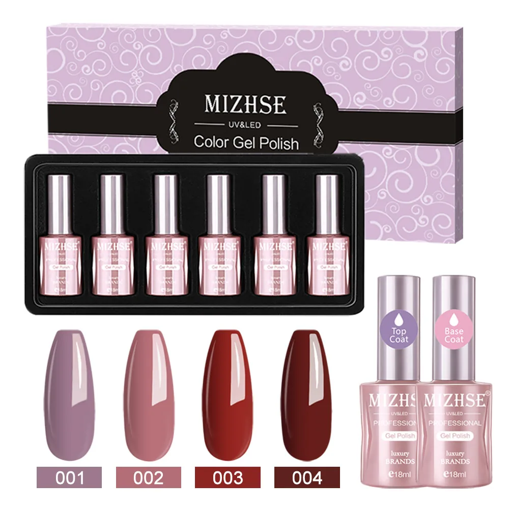 MA-C008-BOX MIZHSE 6 шт. замачиваемый Серый Розовый Гель-лак для ногтей длительное гибридное лаковое гелевое покрытие для ногтей белый черный гибридный гель для ногтей набор - Цвет: MA-C008-BOX