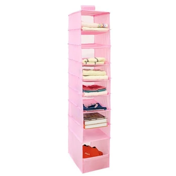 

Washable Oxford Magic Stickers Hanging Organizer Box Wardrobe Clothes Closet Storage Bag for Clothing Socks Hats Pink