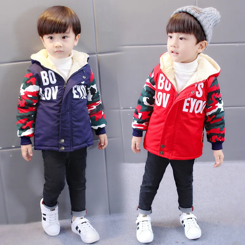 

Childrenswear 2018 Winter New Style Cotton Coat Children Cotton Overcoat Male Baby Hooded Cotton-padded Jacket a Generation of F
