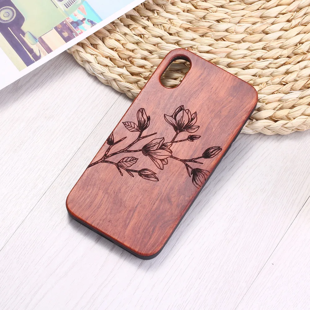 Винтажный цветочный Выгравированный Натуральный Деревянный чехол для телефона Coque Funda для iPhone 6 6S 6Plus 7 7Plus 8 8Plus XR X XS Max 11 Pro Max