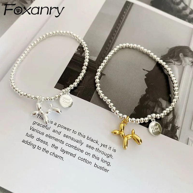 Silver Color Bracelets String of Beads Accessories Fashion Creative Cute Dog Pendant Party Jewelry Couples Gifts silver plated bracelet silver bracelet beaded bracelet string bracelets charm bracelet