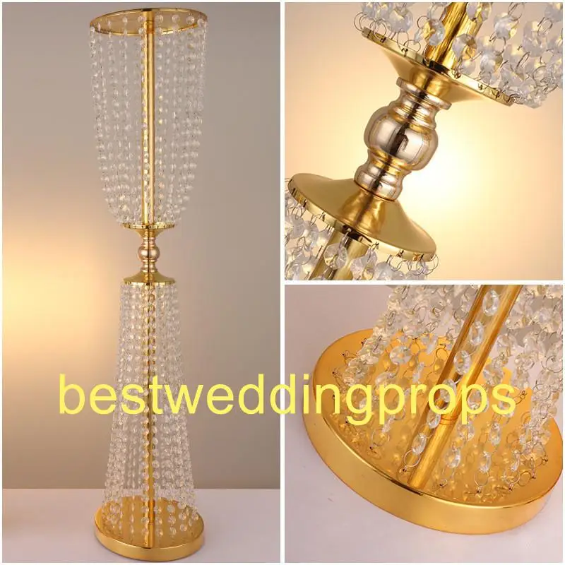 10pcs/lot gold silver color 31.5" tall crystal acylic centerpiece wedding crystal table decor flower stand event decoration