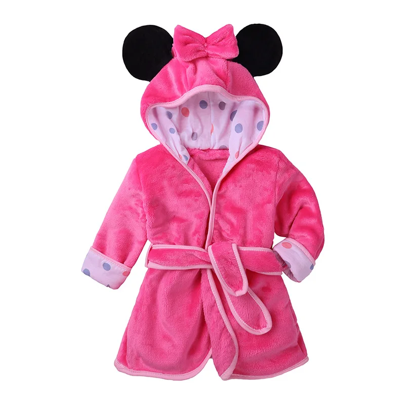 Зимний детский банный халат, милый бархатный детский халат с рисунком Микки и Минни, мягкая пижама с длинными рукавами, детская спальная одежда - Цвет: 7