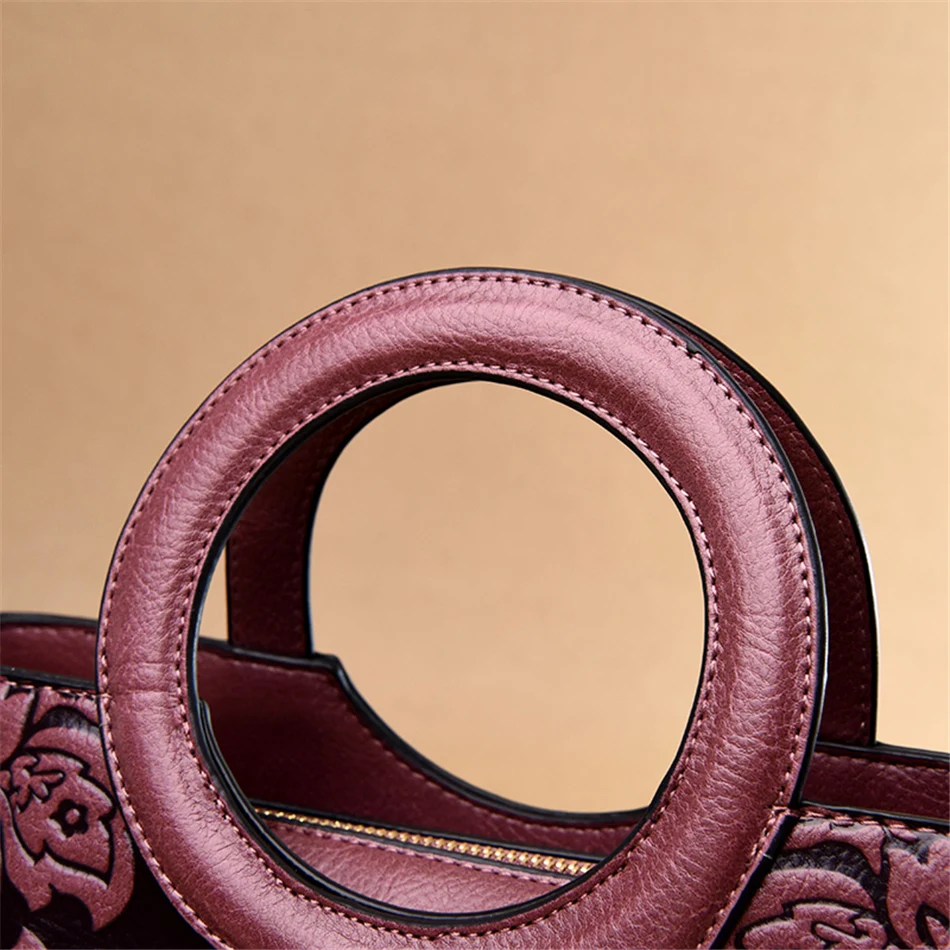 Роскошные кожаные сумки с круглым листом для женщин, дизайнерские сумки, высококачественные сумки с цветочным принтом в китайском стиле, сумки через плечо для женщин