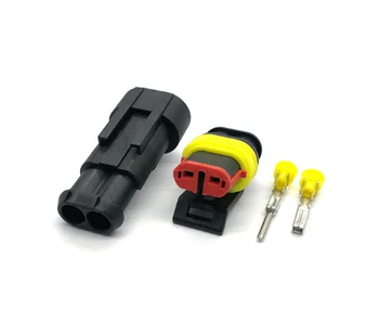 

100 sets 2 Pin way Female Male AMP SuperSeal 282104-1 282080-1 Waterproof Electrical Automotive Connector Plug DJ7021Y-1.8-11/21