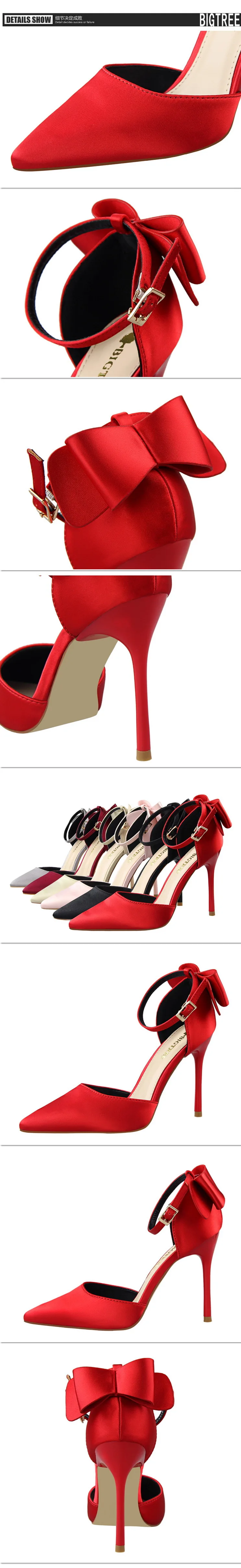 Scarpe donna/женские туфли-лодочки; Очаровательная Женская обувь; туфли на высоком каблуке-шпильке; женские туфли для невесты с бантом сзади; большие размеры 35-43; ggxSa
