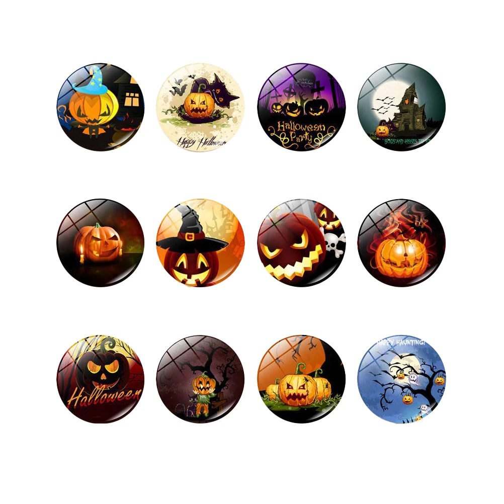 

12pcs/3pcs 25MM Fridge Magnets Stickers Halloween Time Gem Round Glass Refrigerator Magnets Stickers For Party Wall Decoration