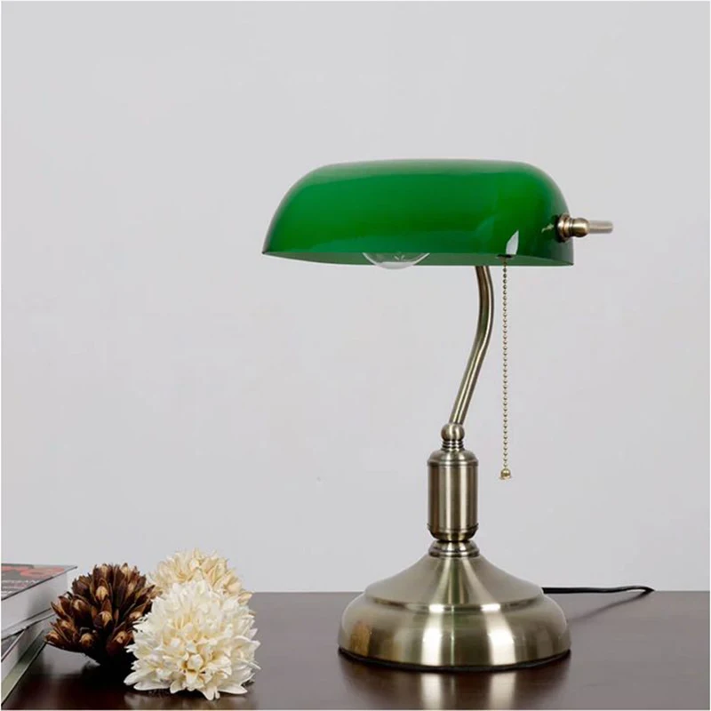 Green Old Shanghai Bank Table Lamp Nostalgic Eye Protection Learning Bedroom Bedside Lights AC85-265V Retro Table Lamp