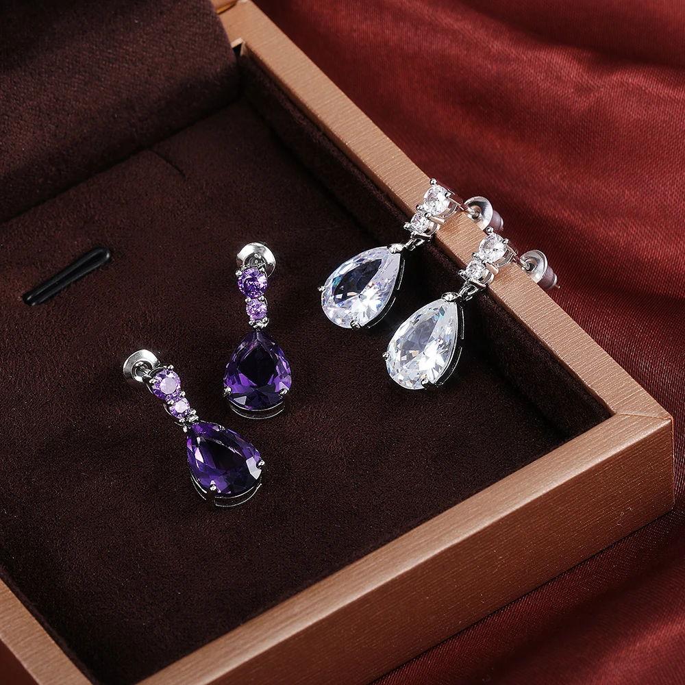 Swarovski Stilla Drop Earrings, Square cut, White, Rhodium plated: Precious  Accents, Ltd.