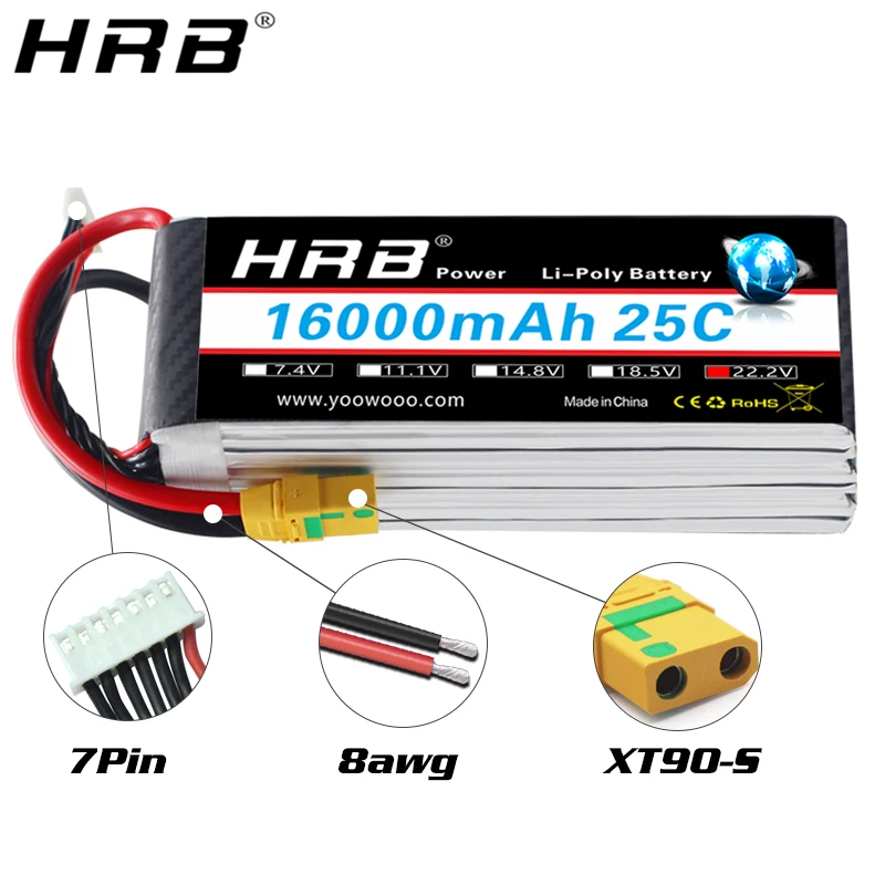 HRB Lipo 6S батарея 16000mah 22 2 V AS150 XT150 XT90 S Deans T XT60 EC5 RC Мультикоптер самолет вертолет