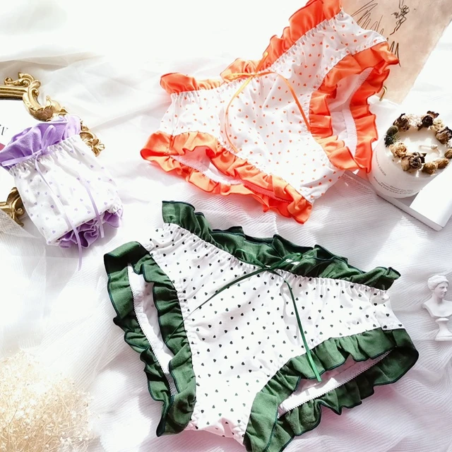 Cotton Ruffle Cute Lovely Sweety Girl Panties Bow High Elasticity