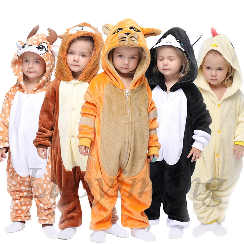 Kigurumi Children's Pajamas For Boys Girls Unicorn Pajamas Flannel Kids Panda Pijamas Suit Animal Sleepwear Winter Cat Onesies
