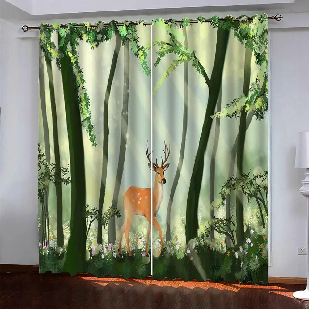 

green forest curtains Bedroom living room windproof thickening blackout fabric Blackout curtain