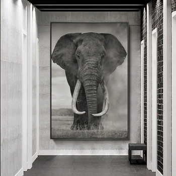 

African Wild Elephant Canvas Art Posters And Prints Animals in the Dark Canvas Paintings On the Wall Art Pictures Home Decor