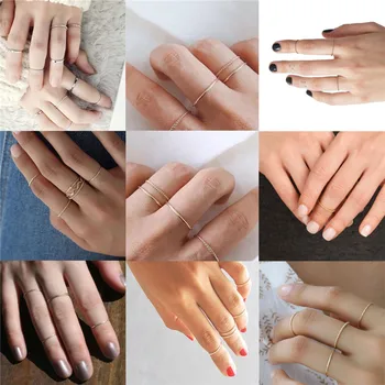 

Ayliss 6pcs Women's Ring 1mm Stainless Steel Twist Band Knuckle Finger Stacking Thin Midi Rings Set Comfort Fit Size US#4-#9