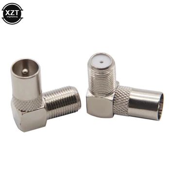 

2pcs Aluminium Alloy Right Angle TV Aerial Antenna Plug Connector Adapter to F Female Socket Coax Cable