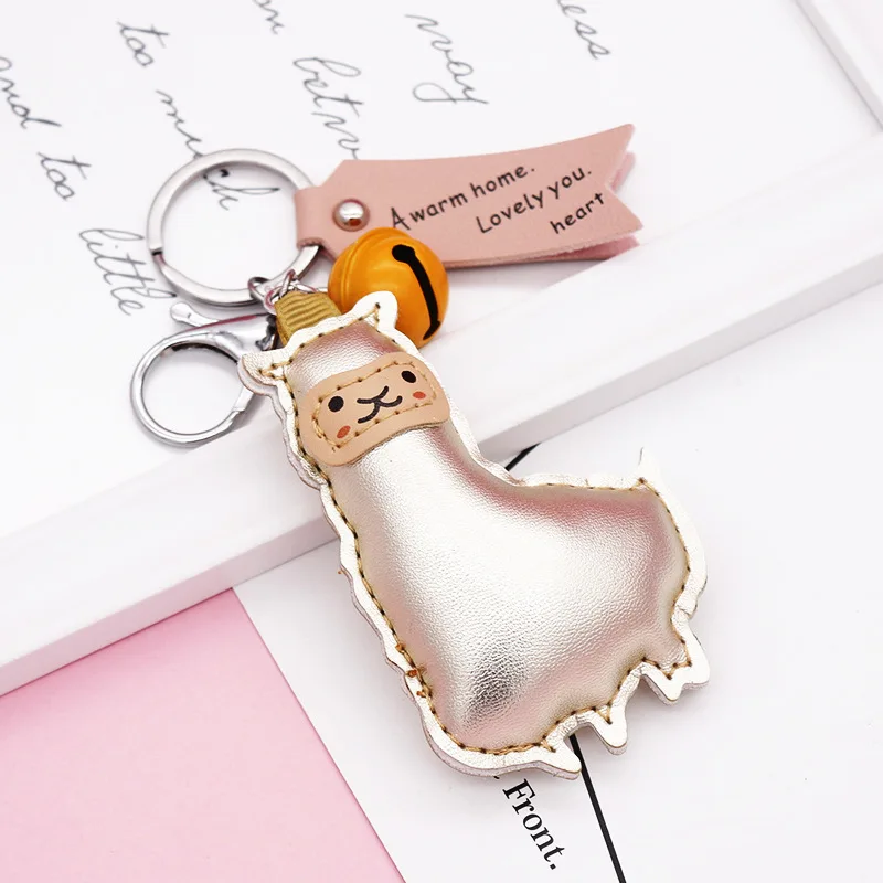 Модный эпоксидный трехмерный милый брелок для ключей из альпаки кукла креативный мультфильм маленький брелок в форме Овцы на сумку кулон ювелирные изделия маленький подарок для женщин - Цвет: Черный