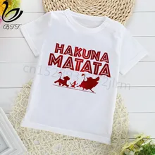 Hakuna Matata/забавная Футболка с принтом Футболки для мальчиков детская футболка с короткими рукавами детские футболки с принтом Hakuna Matata детская одежда