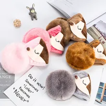 Модная мультяшная маска лисы для женщин, зимние многофункциональные наушники на открытом воздухе, маска два в одном, плюшевые студенческие пылезащитные теплые зимние маски