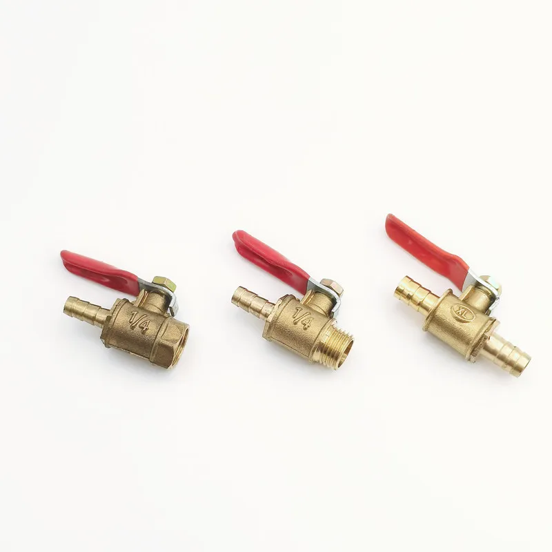 Valve6mm 12mm штуцер для шланга встроенный латунный запорный шаровой клапан воды масла