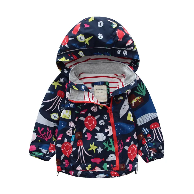 

Korean-style Europe And America Childrenswear Baby Hooded Raincoat Jacket Men And Women Children Warm Coat Children Reflective S