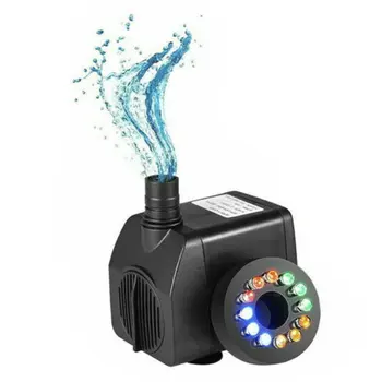 

800L/H Electric Water Pump Fountain Outdoor Garden Aquarium Fish tank oxygen pump 15W 12 LED EU US pond water gardens