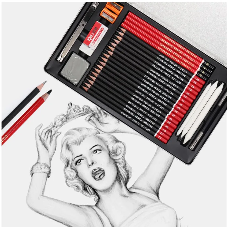 

HB sketch pencil set for writing drawing pencil set 2B Wooden charcoal pencil with 4B eraser extender for shchool Faber Castell