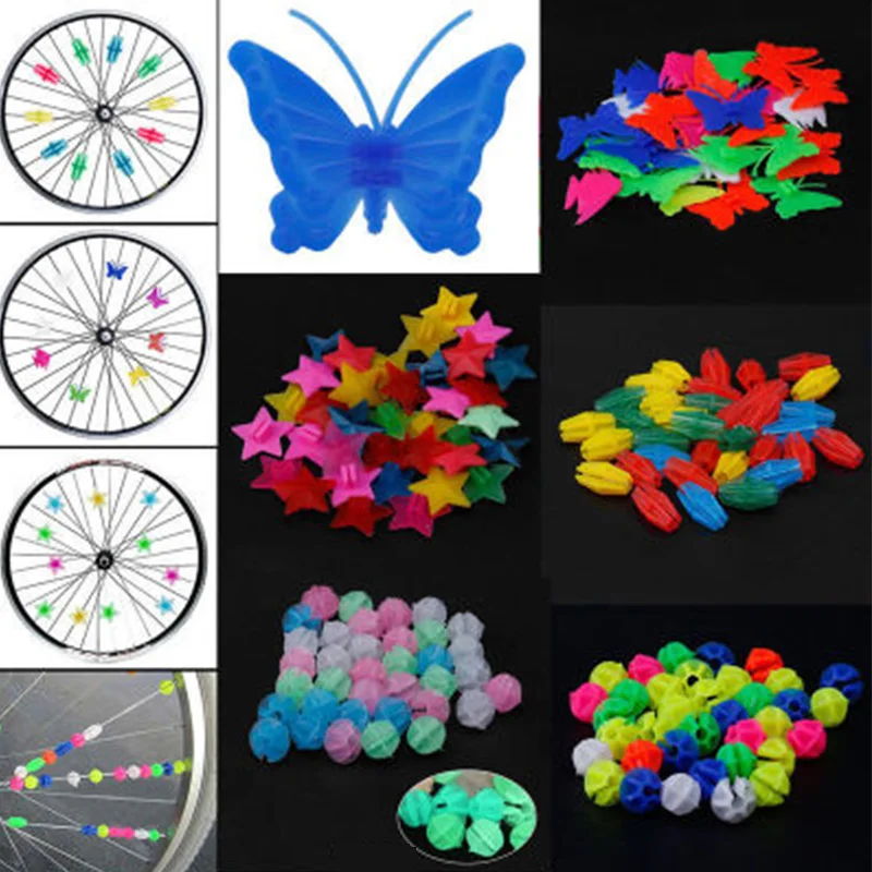 Multi-color Plastic Bike Cycle Wheel Spoke Stars Beads Ornament for Children Bicycle Decor MTB | Спорт и развлечения
