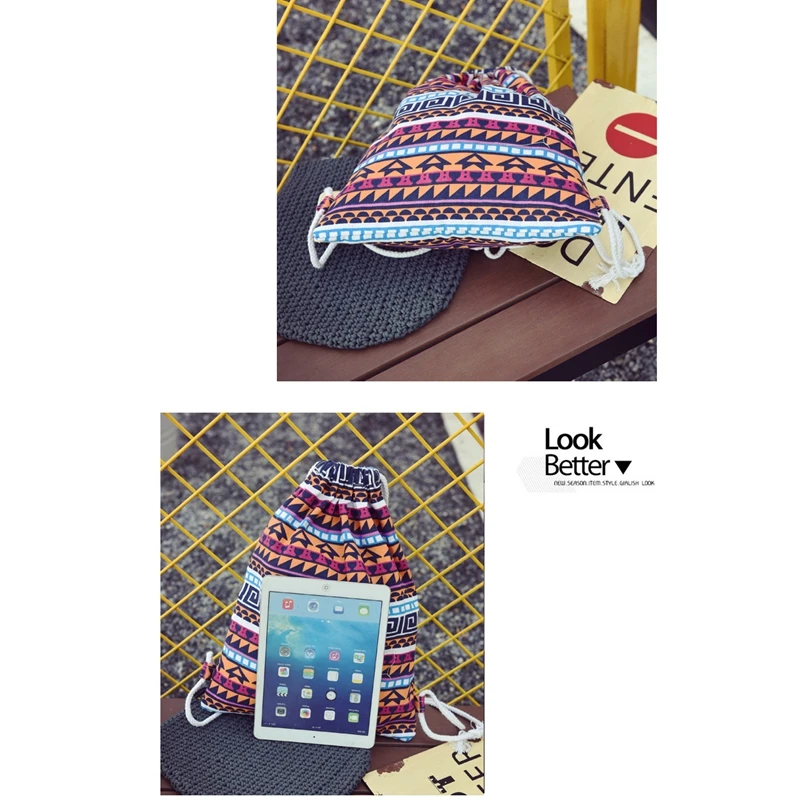 WENYUJH Ретро Для женщин Drawstring Хлопка покупок полосатая сумка модные экологический многоразовый складной Бакалея тканевая сумка для нижнего белья Чехол