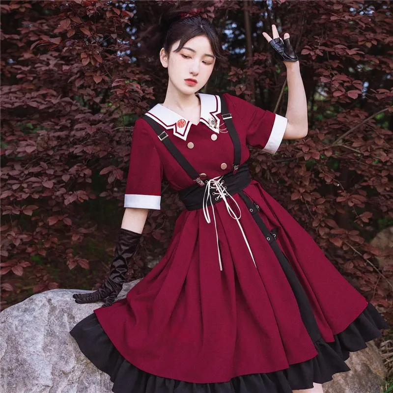 Short Sleeve Op Spring New Victorian Dress Renaissance Robe Victorienne  Military Lolitas Cosplay Red Gown Costume Kawaii Style - Lolita Collection  - AliExpress