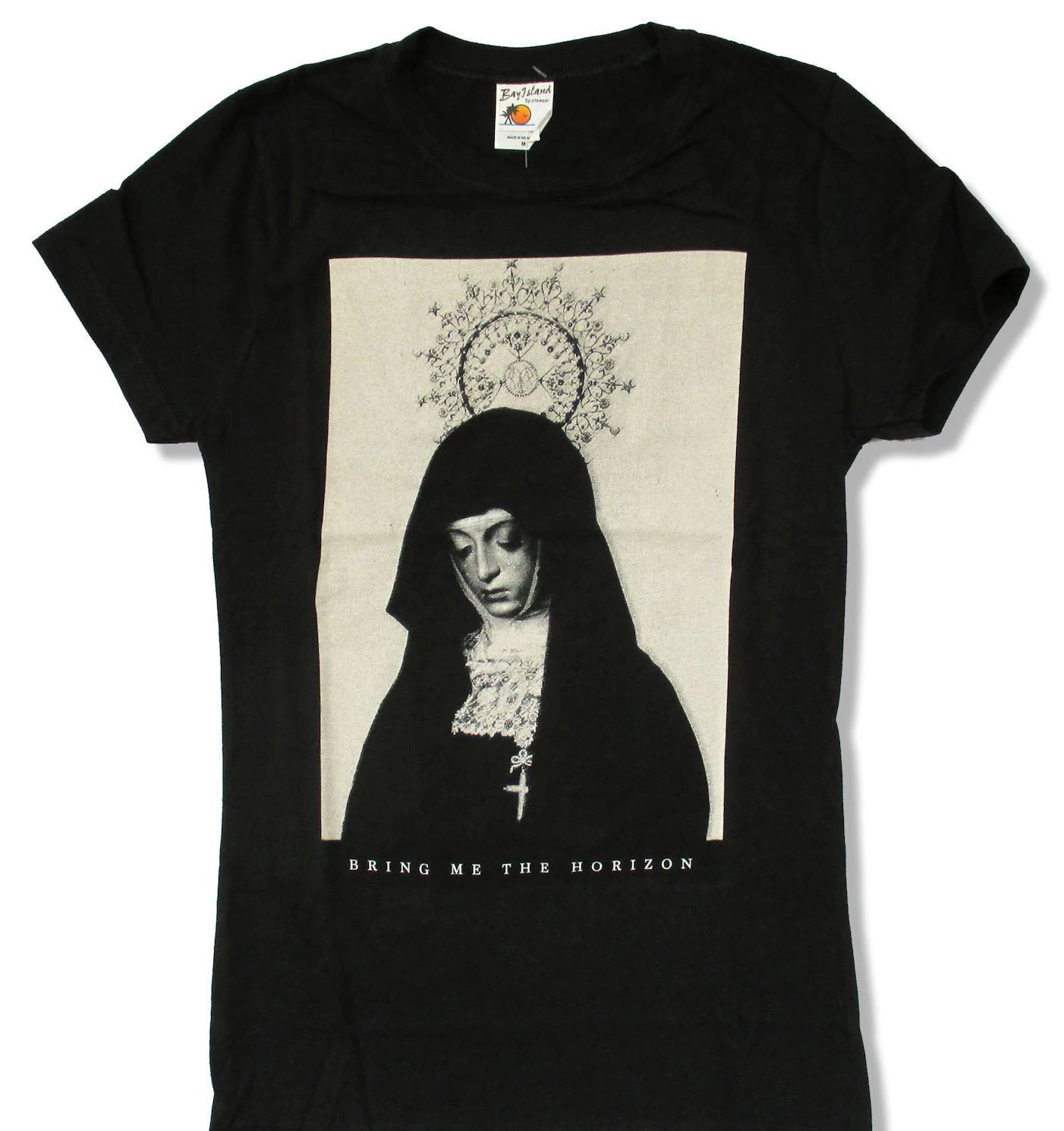 

Women'S Tee Bring Me The Horizon " Nun " Girls Juniors Black T Shirt New Official Bmth Tricolor