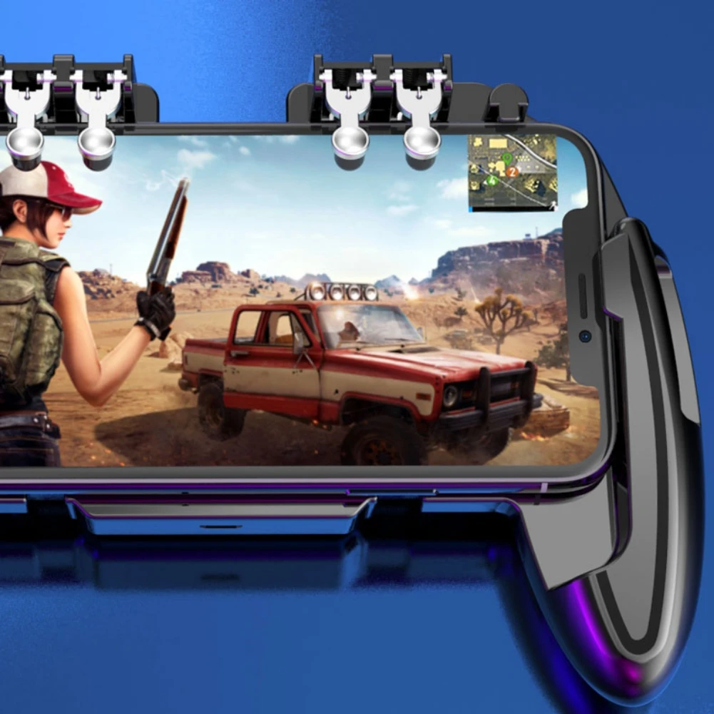 Six Finger PUBG мобильный игровой контроллер для стрельбы геймпад триггер Кнопка прицела L1R1 джойстик для iPhone Android телефон с кулером