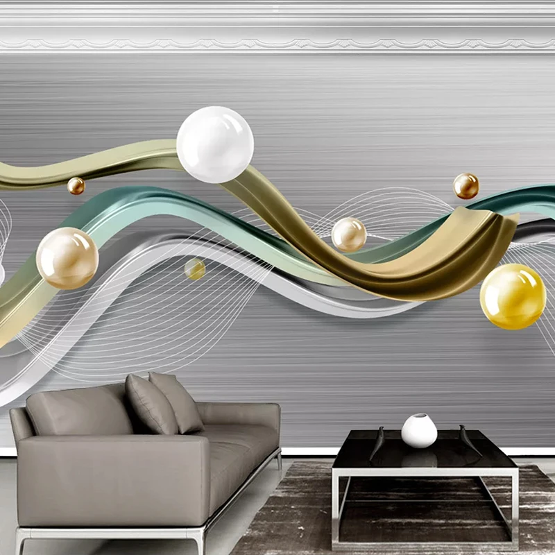 

Custom Photo Poster Wall Painting Modern 3D Creative Striped Circle Ball Living Room Sofa TV Background Large Mural Wallpaper