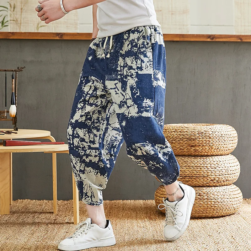 Casual Pants Men's Summer Loose Trend Youth New Style Printing Large Size Beamed Harem Sweatpants Streetwear Hip Hop Clothing elephant trousers Harem Pants