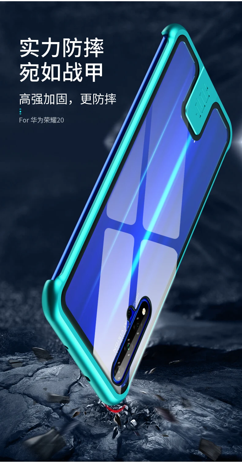 Тонкий Бескаркасный металлический чехол для телефона huawei Honor 20 Pro Чехол Honor20 закаленное стекло чехол для huawei Honor 20 металлический бампер чехол