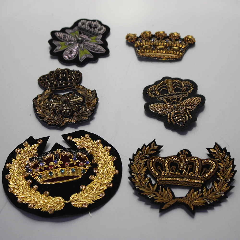 Вышитая брошь в виде пчелиной короны индийская шелковая проволока ручная работа