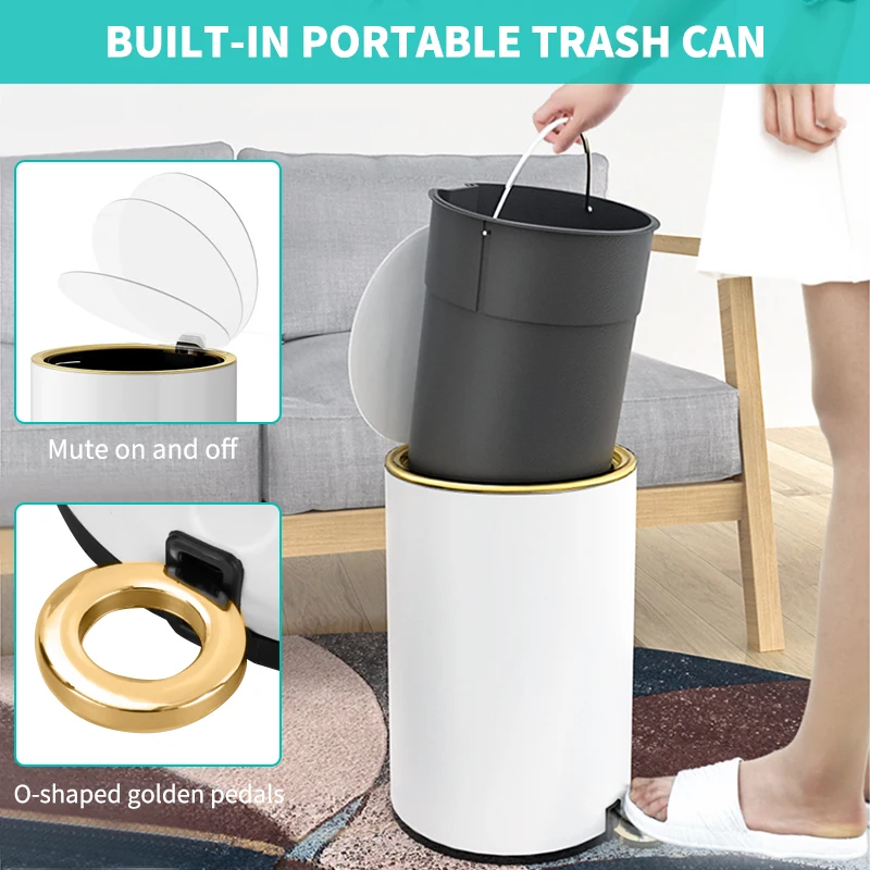 ASelected Pattumiera A Pedale 6 Litri Acciaio Inox - Per Bagno, Camera, Ufficio - Anti-impronta - 3