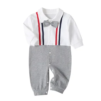 

Baby Long Sleeve Romper Spring and Autumn Tie Gentleman's