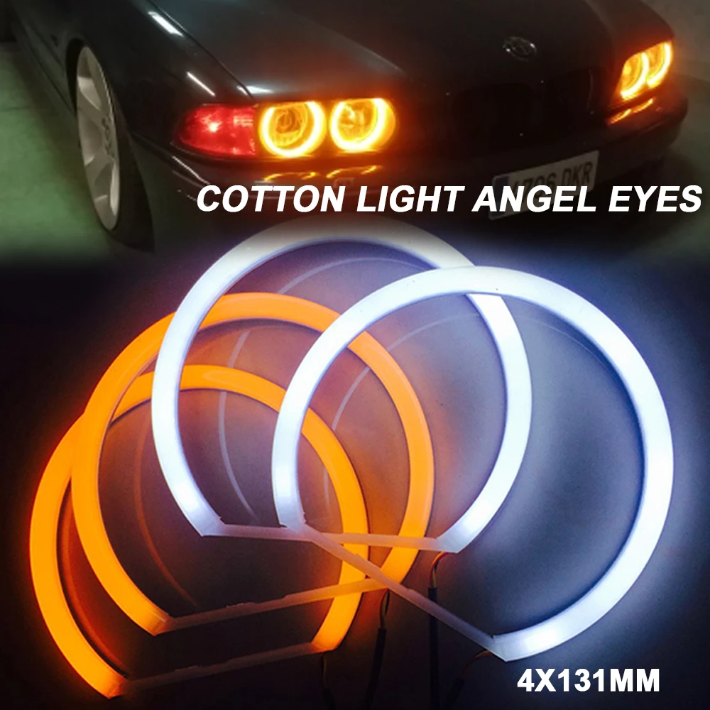 4Pcs LED Cotton Light Angel Eyes Headlights for BMW E36 E38 E39 E46 Yellow  Turn Signal Halo Rings|Car Light Accessories| - AliExpress