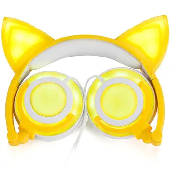 

Cute Cat Ear Headset LED Light with USB Chargeable Foldable Earphones for Ipad,Tablet,Computer,Mobile Phone