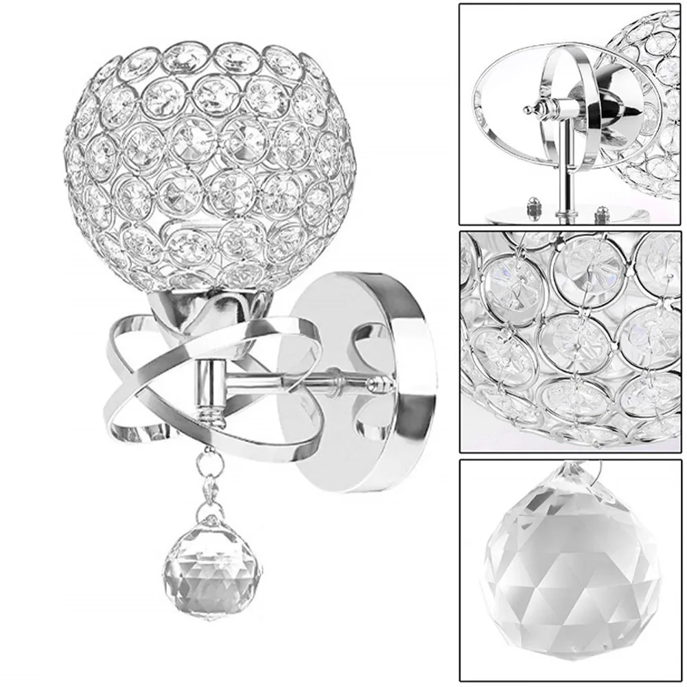

Crystal Pendant Wall Lamp Aisle E14 Socket Fashion Staircases Living Room Holder With Pull Switch Bedroom Led Modern Style