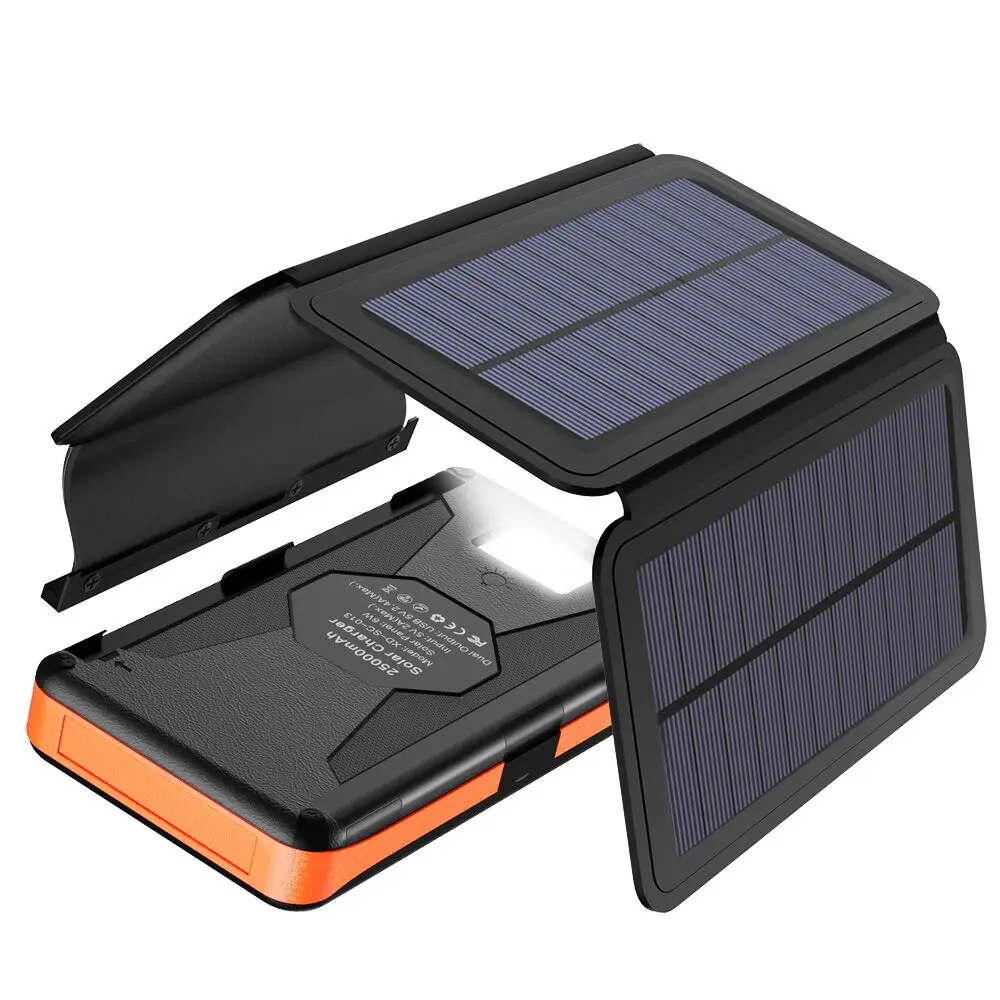 Солнечное зарядное устройство 30000 двойной USB выход солнечное зарядное устройство для iPhone 6 6s 7 8 iPhone X Xr Xs max samsung s10 Galaxy Note 8 9 10 и т. Д - Цвет: 30000mAh black