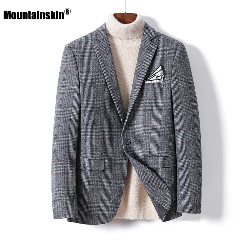 Mountainskin 2020 Men's Wool Jacket Autumn New Mens Plaid Gentleman Woolen Jacket Casual Slim Fit Handsome Coat Male SA950 Mountainskin 2020 Men's Wool Jacket Autumn New Mens Plaid Gentleman Woolen Jacket Casual Slim Fit Handsome Coat Male SA950